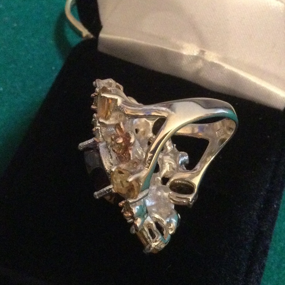 Genuine Cognac Quartz, Citrine & Peridot Ring - Picture 7 of 10